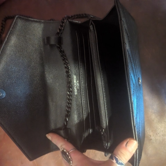 Yves Saint Laurent Black Chevron Clutch - Picture 3 of 4